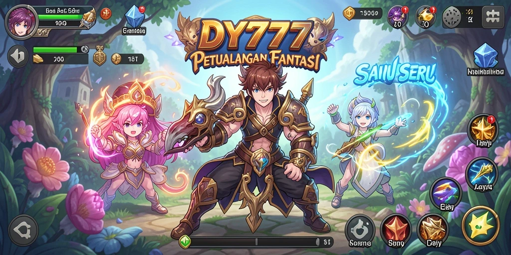 Tampilan gameplay seru dari DY777 dengan karakter anime yang menawan.