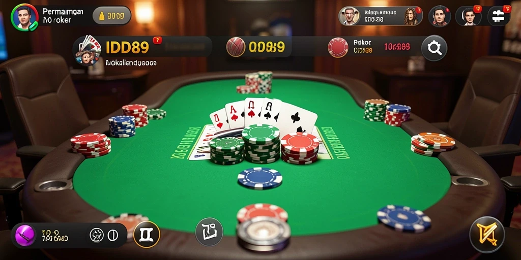 Screenshot IDR89 menunjukkan gameplay poker yang seru dan kompetitif.