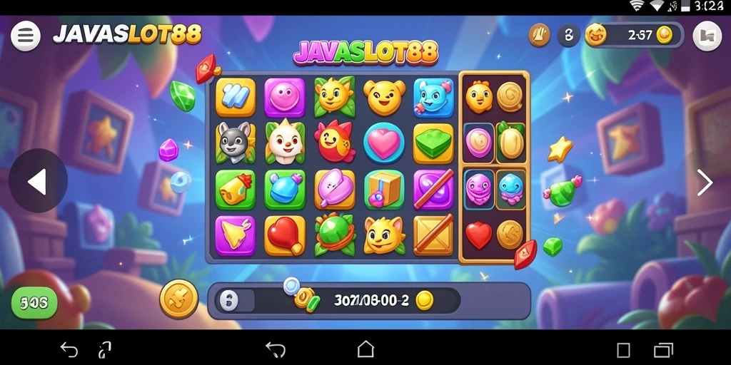 Tampilan gameplay seru dari JAVASLOT88, penuh warna dan tantangan.
