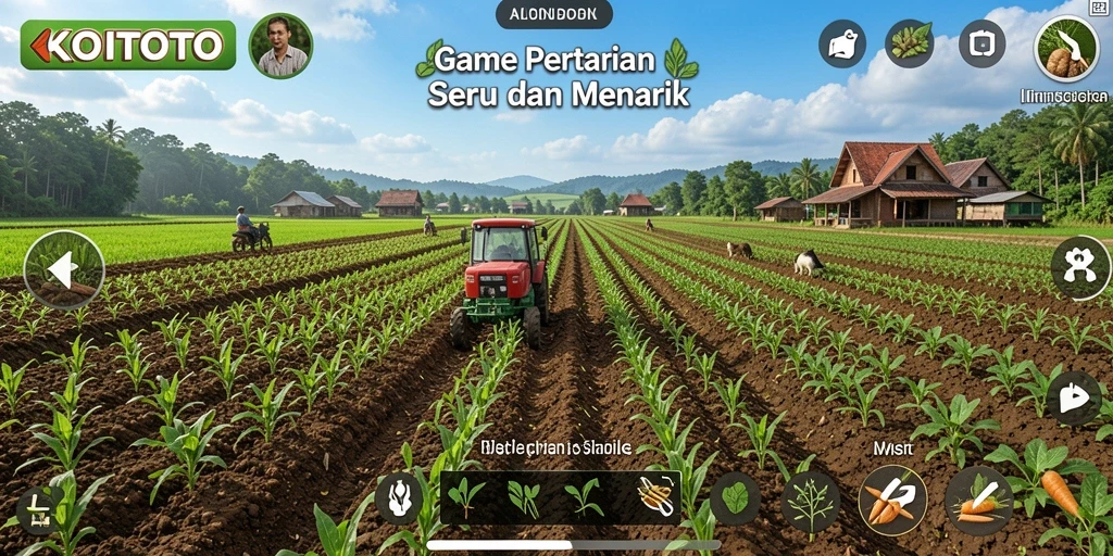 Tampilan gameplay <strong>KOITOTO</strong> yang menampilkan ladang subur dan aktivitas bertani.