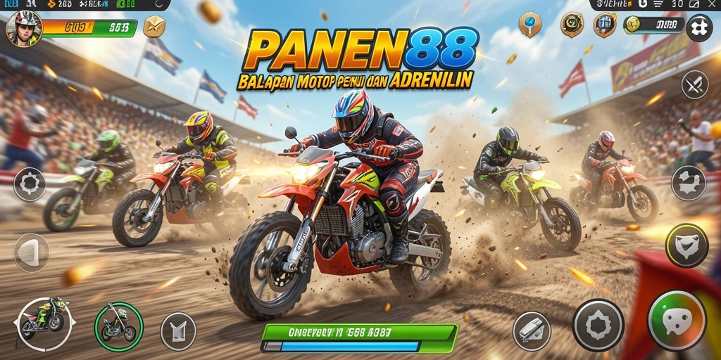 Gameplay seru PANEN88 dengan balapan motor yang mendebarkan.