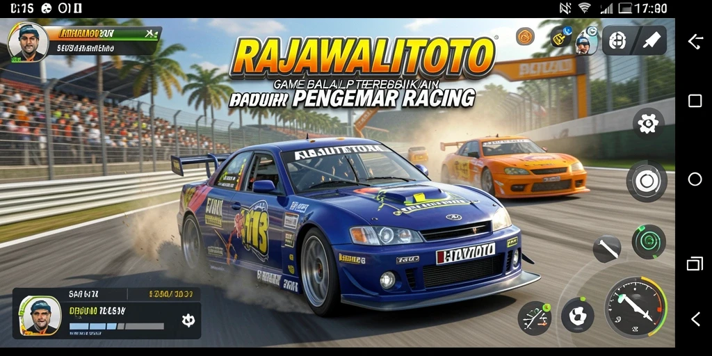 Tampilan gameplay RAJAWALITOTO yang penuh aksi balap.