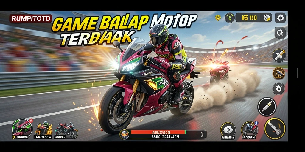 Tampak aksi balap motor dengan kecepatan tinggi dalam RUMPITOTO.