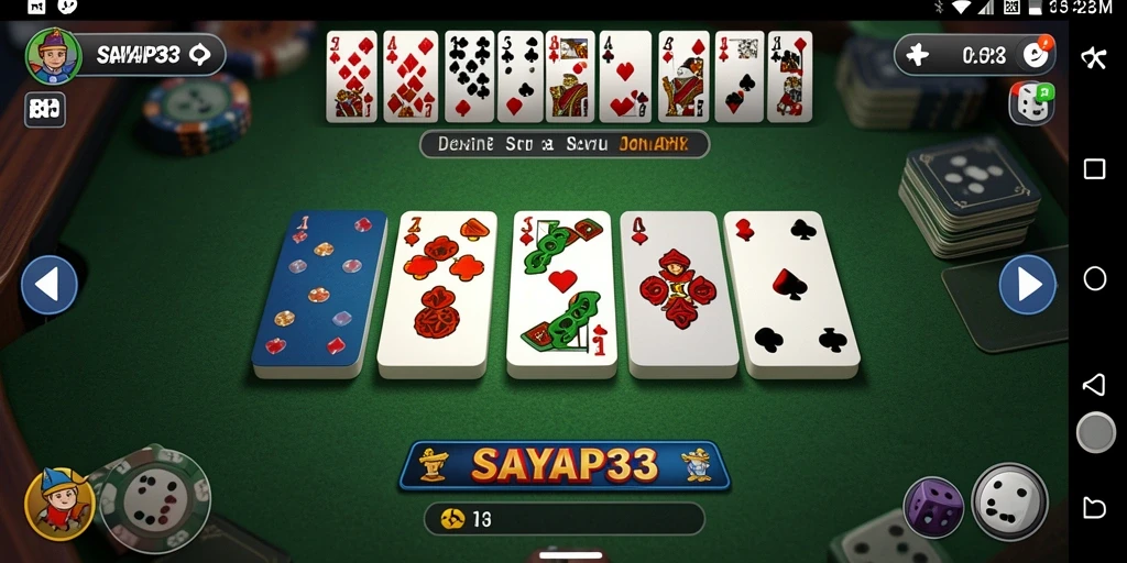 Screenshot gameplay SAYAP33 menampilkan aksi seru permainan domino.